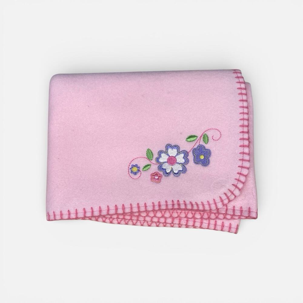 Parent’s Choice Pink w/ Flowers Fleece Baby Blanket 30" x 40" Polyester